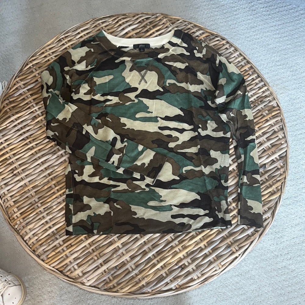 J.Crew, lightweight net printed camouflage sweater